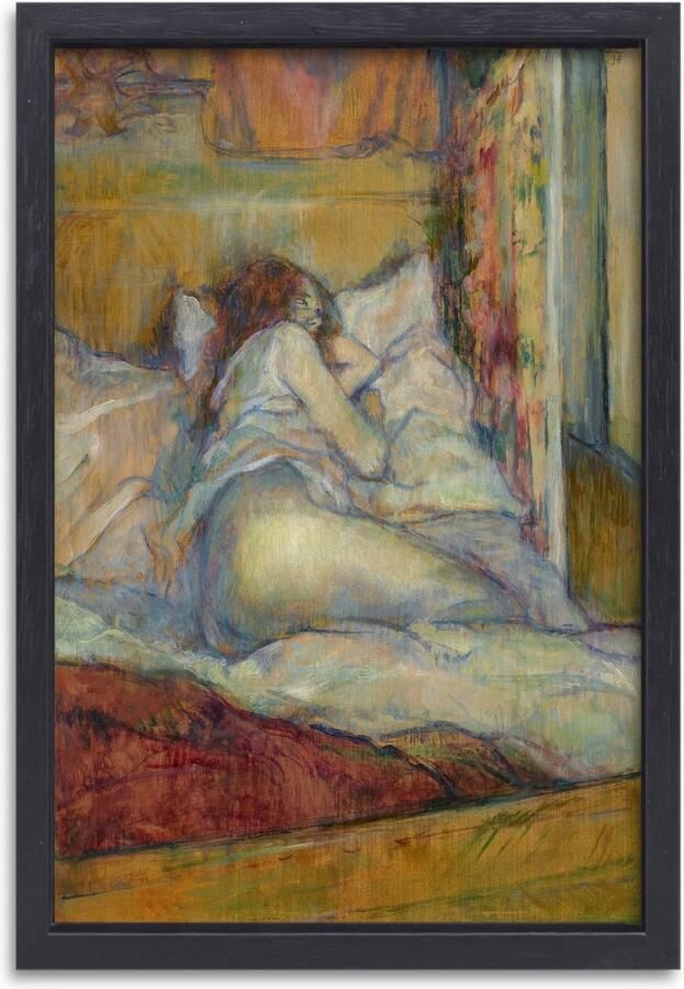 Het bed Henri de Toulouse-Lautrec schilderijen Vrouw portret Muurdecoratie Oude meesters Klassiek schilderijen Canvas met baklijst schilderijen woonkamer Slaapkamer accessoires canvas met baklijst 100x150 cm