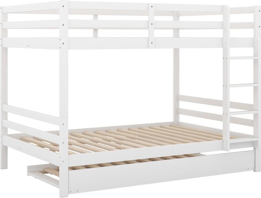 Gotagee Het kinderbed stapelbed uittrekbed 140x200 cm met hoge leuning en trap jeugdbed