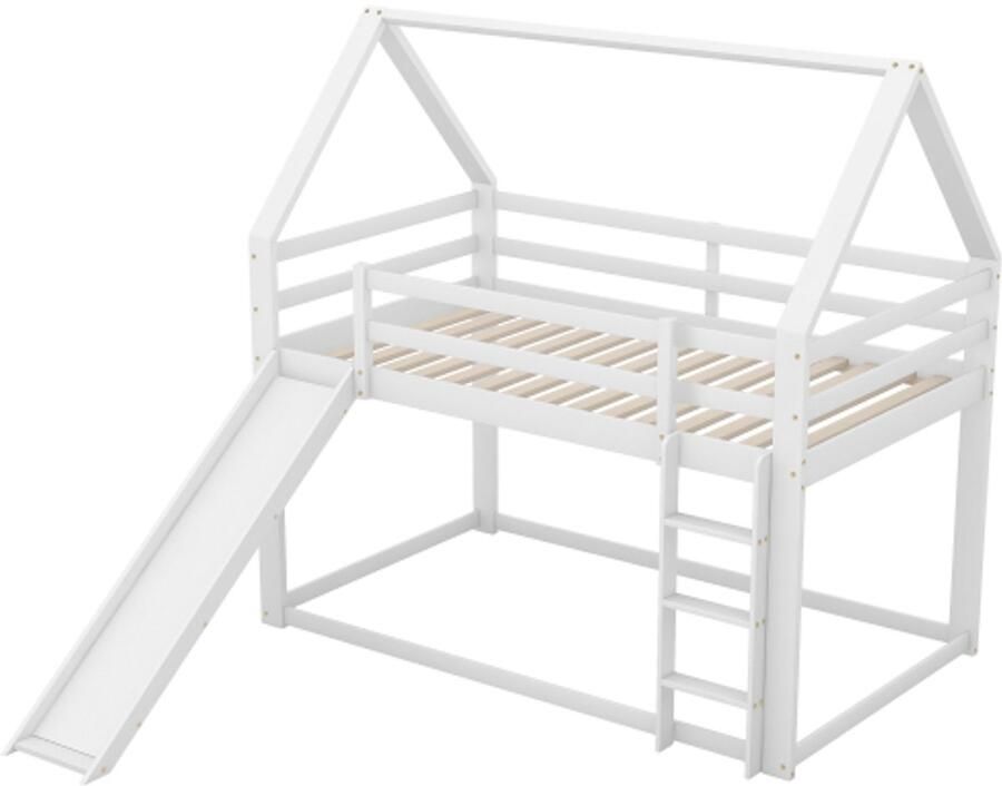 Het stapelbed 90x200cm voor de kinderkamer tweepersoonsbed kinderbed huisbed jeugdbed met glijbaan en ladder