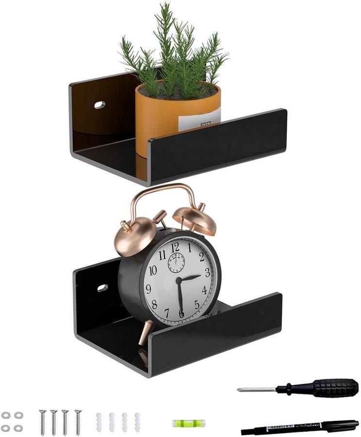 Ibenzoa Duurzame Acryl Wandplanken – Set van 2 Perfect voor Woondecoratie en Organisatie