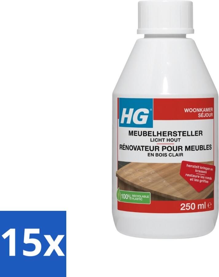 HG Meubelhersteller Licht Hout Herstelt Natuurlijke Kleur & Glans 250 ml Bulkverpakking 15 stuks