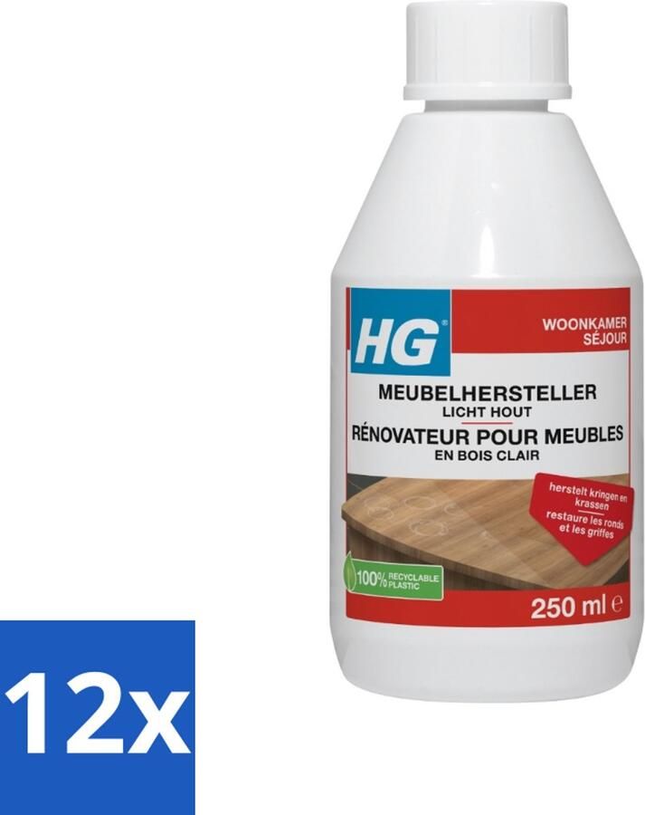 HG Meubelhersteller Licht Hout Herstelt Natuurlijke Kleur & Glans 250 ml Voordeelverpakking 12 stuks
