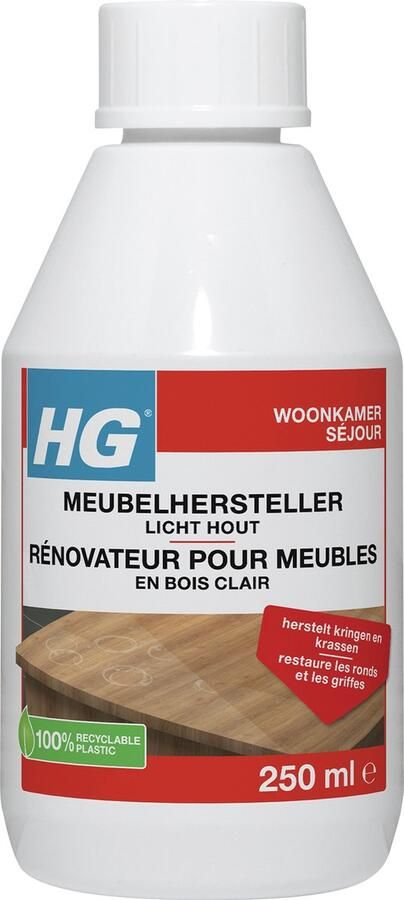 HG meubelhersteller licht hout 250ml herstelt de natuurlijke kleur verwijdert vlekken kringen en krassen - Foto 2