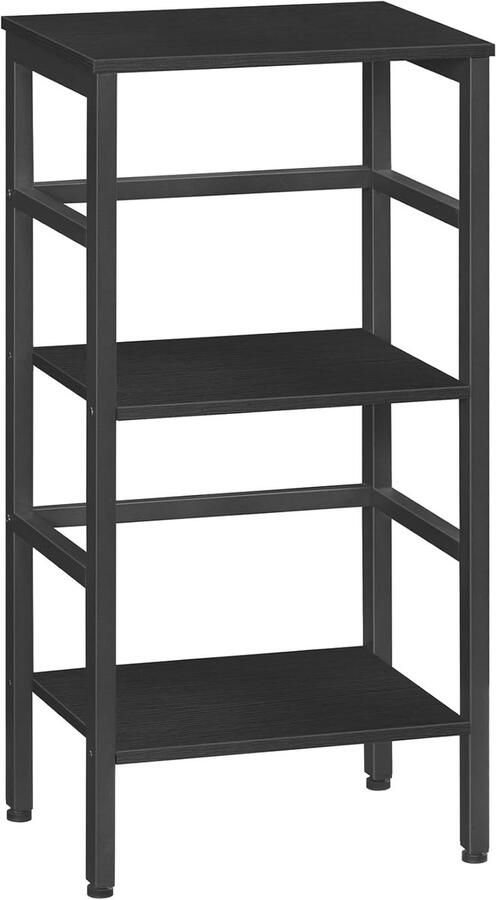 High Side Table 3 Tier Record Player Stand Plant Stand & Bookshelf Industrial Storage Table for Living Room Bedroom Office zwart