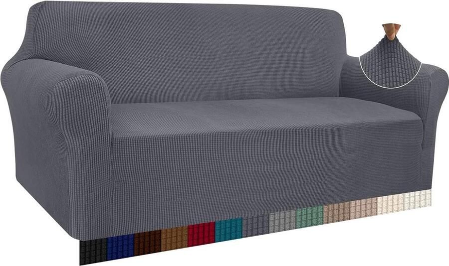 High Stretch Bankovertrek Jacquard Bescherming voor Honden 3-zits Grijs Elastisch