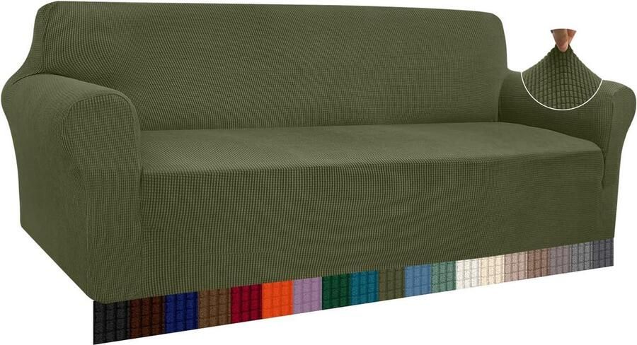 High Stretch bankovertrek modern bescherming tegen huisdieren 1 stuk avocado groen jacquard 4-zits