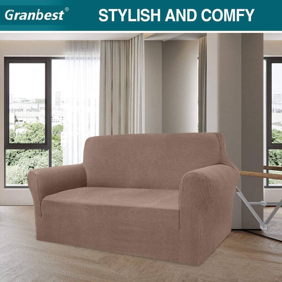 Stretch Stoelhoezen Elastische Moderne Stoelbeschermer Eetstoelhoezen Verwijderbare Wasbare Stoel Kussenovertrekken Jacquard Stoel Meubelbeschermers Hoezen voor Eetkamer Hotel(6 Stuks Kameel)