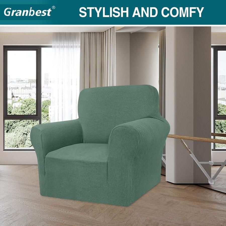 High Stretch bankovertrek moderne bankovertrek jacquard elastische bankovertrek voor woonkamer protector tegen honden en huisdieren (1-zits salie)