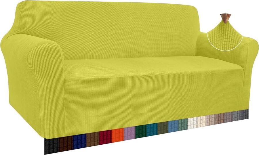High Stretch bankovertrek moderne stijl 3-zits citroengeel jacquard