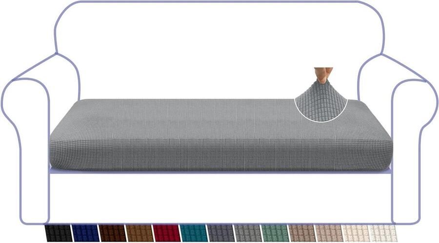 High Stretch Super Soft Sofa Seat Cover Kussen Bescherming Jacquard Spandex Stof met Elastische Onderkant 3 Zits Lichtgrijs