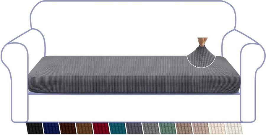 High Stretch Superzachte Jacquard Spandex Bankovertrek Met Elastische Onderkant Stoelkussenbescherming Grijs 4-zits