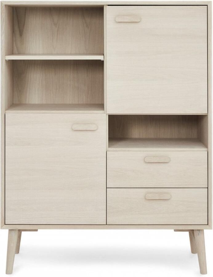 Rootz Living Rootz Highboard Opbergkast Dressoir Massief eiken en fineer Stille Soft-Close Voldoende opbergruimte Tijdloos design 40 cm x 100 cm x 130 cm