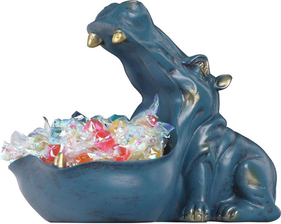 Hippo beeldje snoep schotel & sleutel bowl uniek hars nijlpaard standbeeld voor kantoor bureau en entree tafel decor multifunctionele n container sieraden standaard en portemonnee houder