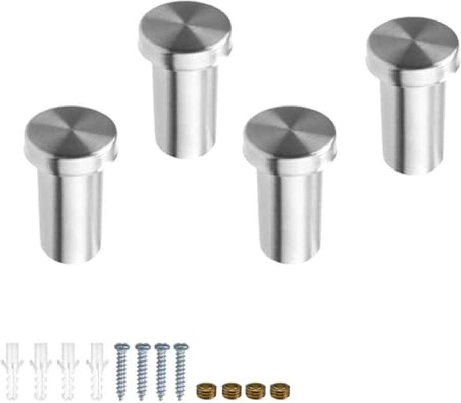 HJIAMA Set van 4 handdoekhaken om te boren 36 mm roestvrijstalen kapstokhaken zilveren kapstokhaken met schroefbevestiging moderne kapstokhaken voor entree keuken badkamer