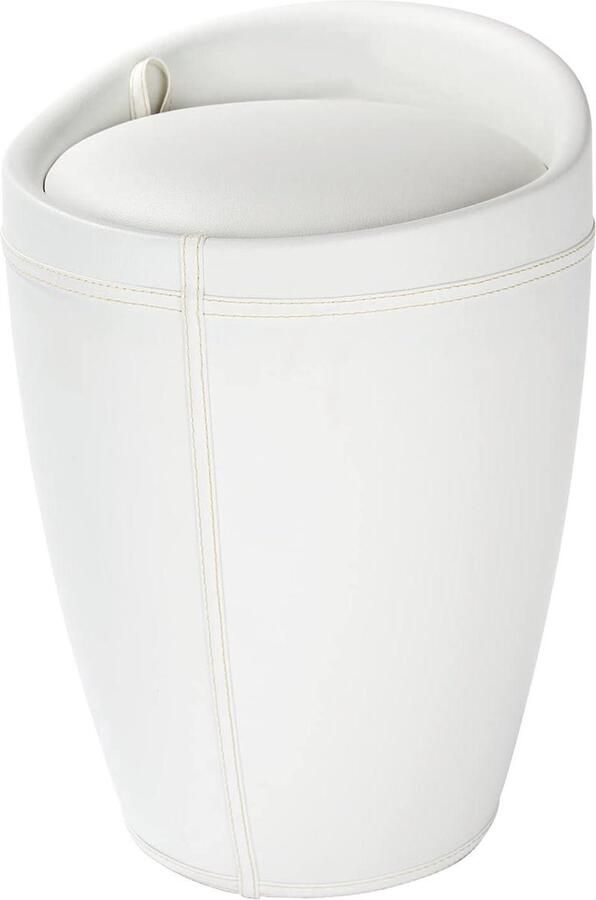 Hocker Candy White Lederoptik Stijlvol en comfortabel 1 stuk Wit Kunstleer