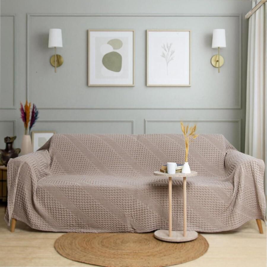 Hoe klinkt deze nieuwe titel voor je :100% Katoen Zachte Extra Grote Sprei Deken voor Bed Joanna Collection Beige 250 x 280 cm