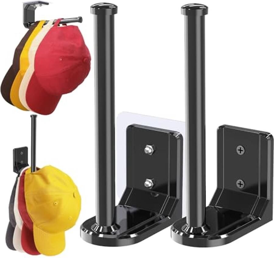 Hoed Organizer 2 Stuks Sterke Zelfklevende Hoedenhaken voor Wandopslag Ideaal voor Baseball Caps en Kasten