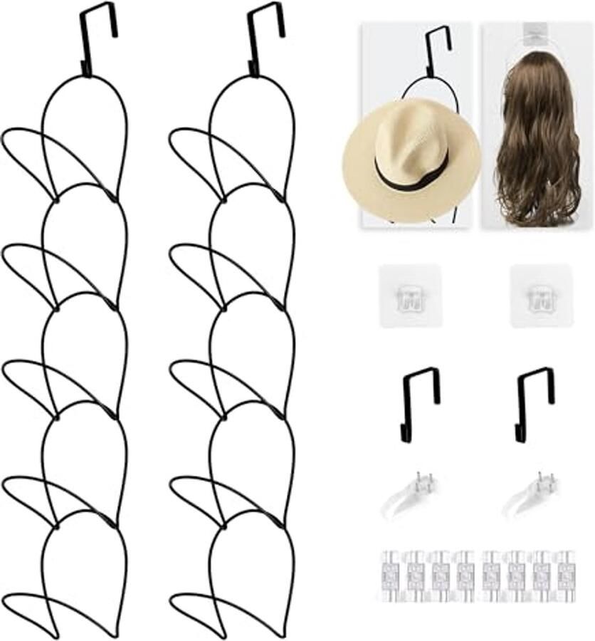 Hoedenrek 10 Pak Organizer voor Hoeden en Pruiken Caps en Accessoires voor Muur en Kast