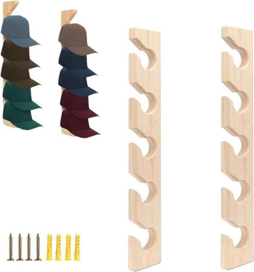 Hoedenrek 2 Stuks Pettenrek Cap Rack Balkaphouder Opberger Voor Petten En Houden Organiser Voor Petjes Jashaak Wandkapstok Wandhaken Kledinghaken Handdoekhaak Keukenhaak Voor Verschillende Mutsen