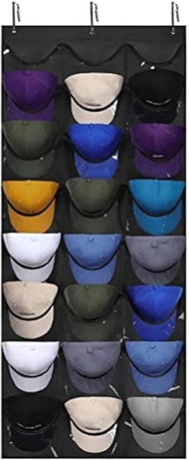 Hoedenrek met 24 zakken voor honkbalpetten hoed organizer hangende petten opberghouder voor kastmuur