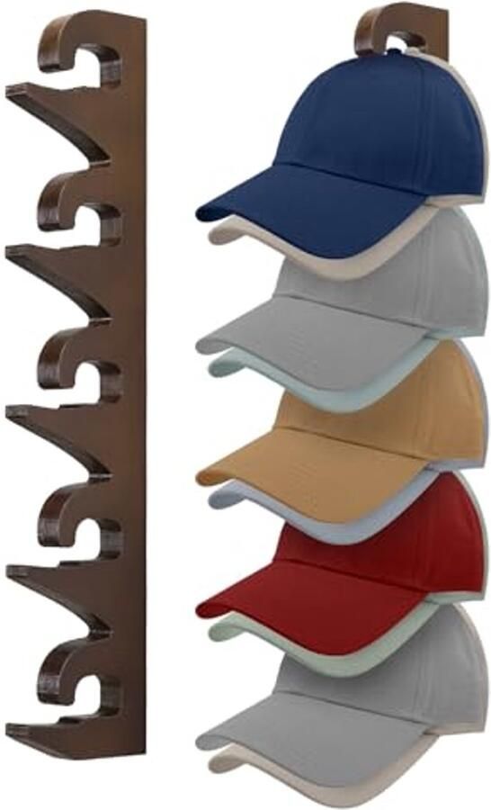 Hoedenrek voor Baseball Caps Houten Organizer voor Muur Opslag tot 20 Hoeden