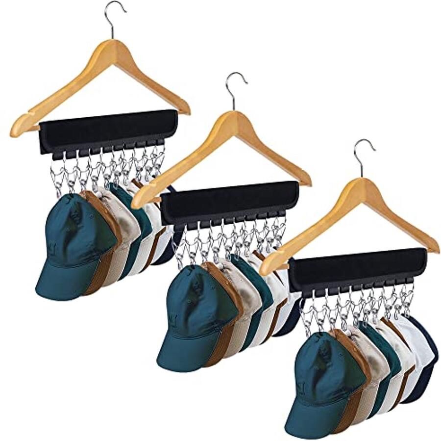 Hoedenrek voor petten 3 stuks hanghoedorganisator voor kast ideale opslagoplossing voor hoeden en accessoires