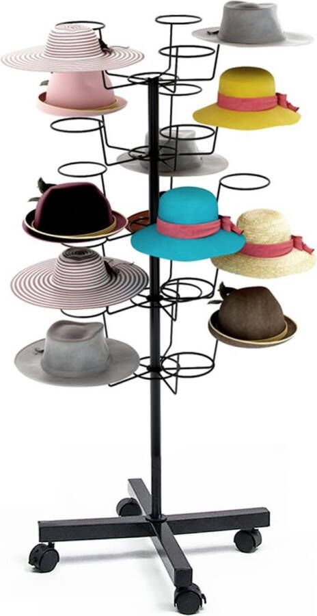 Hoedenstandaard 5-traps hoedenstandaard 25 draaibare pruikhoofdhouder hoedstandaard vrijstaand modern hoofddekselframe pruikstandaard metalen vloerstandaard voor mutsen pruiken en