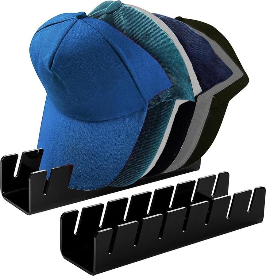 Hoedenstandaard voor honkbalpetten 2 stuks hoedenhouder dophouder geen installatie acryl hoedenorganizer pettenstandaard voor honkbalpetten honkbalhoedendisplaystandaard voor 14 honkbalpetten (zwart)