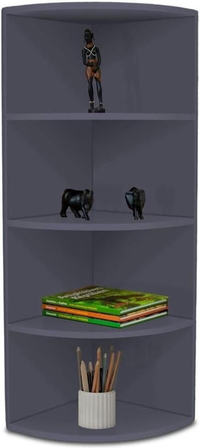 Hoek 120 Anthrazit eiken decor boekenkast 4 vakken hoekplank staand van hout 40x40x120 cm smal hoekwandplank