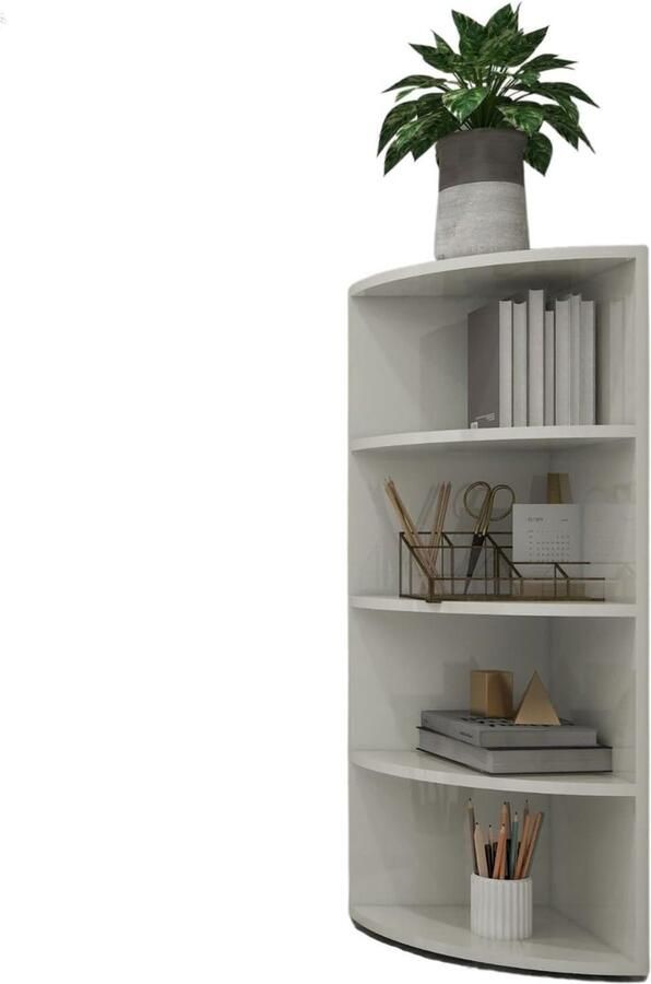 Hoek 120 wit eiken decor boekenkast 4 vakken hoekplank staand van hout 40x40x120 cm smal hoekwandplank