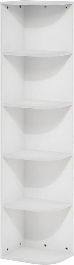 Hoek Boekenkast 5-Tier Wit voor Kleine Ruimtes