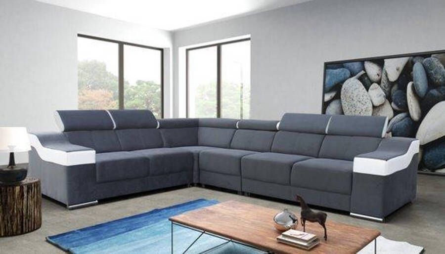 ARIZONA Grafiet Wit Hoekbank Arizona Blauwe Grafiet Wit (Echt Fotos)