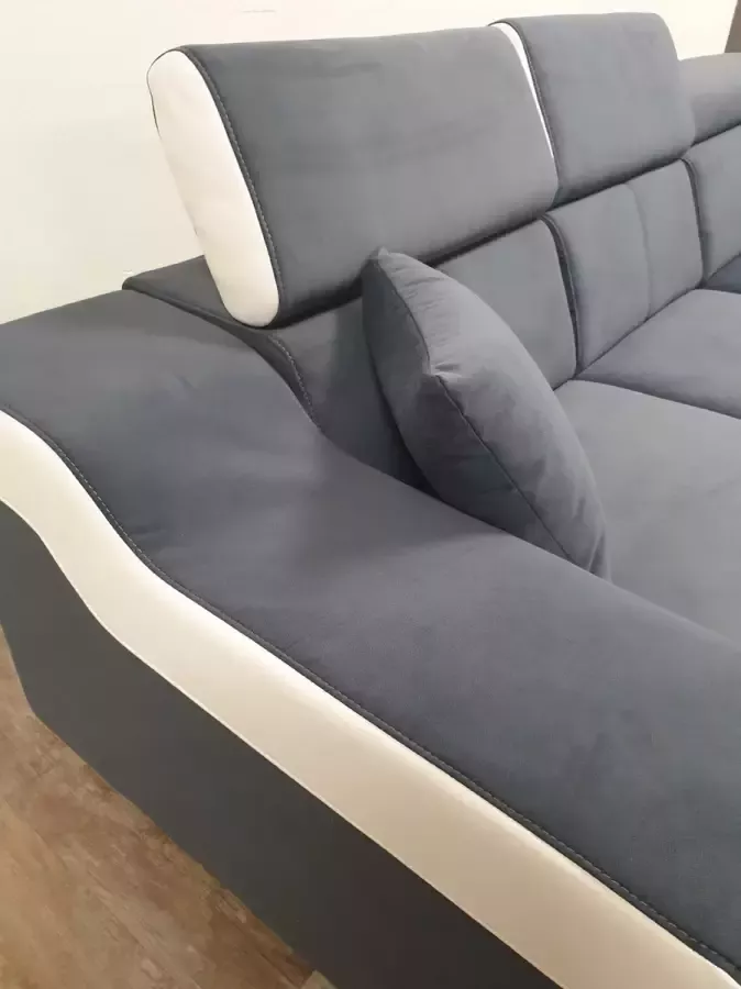 Hoekbank Arizona — Grafiet Wit — 5 zits