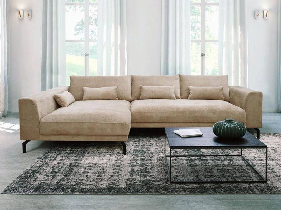 Vente-unique Hoekbank ESOPE Stof Beige Hoek links L 313 cm x H 80 cm x D 171 cm