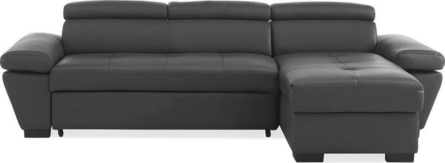 LINEA SOFA Hoekbank JONOVA Leer Grijs Hoek rechts L 256 cm x H 83 cm x D 154 cm - Foto 3