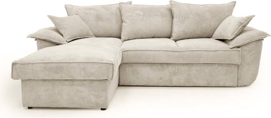 Vente-unique Hoekbank met hoek links met opbergruimte Lichtgrijze stof GUILLERMO L 257 cm x H 88 cm x D 168 cm - Foto 4