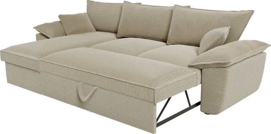 Vente-unique Hoekbank met hoek links met opbergruimte Lichtgrijze stof GUILLERMO L 257 cm x H 88 cm x D 168 cm - Foto 3