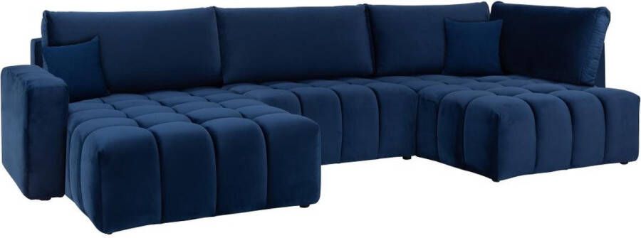 Brede hoekslaapbank met hoek links van nachtblauw velours ESILIA II L 350 cm x H 95 cm x D 180 cm - Foto 2