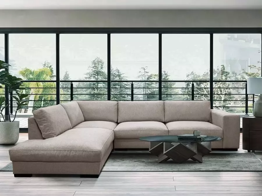 Hoekbank MESETA Stof Beige Hoek links L 285 cm x H 85 cm x D 205 cm - Foto 4