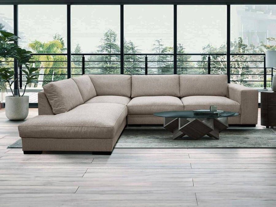 Hoekbank MESETA Stof Beige Hoek links L 285 cm x H 85 cm x D 205 cm