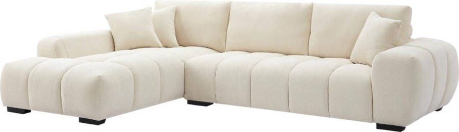 Hoekbank met hoek links van beige stof BERENIA L 298 cm x H 82 cm x D 207 cm