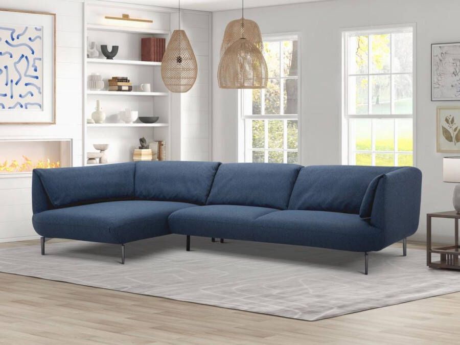 Vente-unique Hoekbank met hoek links van blauwe stof ANGELINA L 255 cm x H 76 cm x D 153 cm - Foto 3