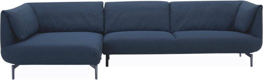 Vente-unique Hoekbank met hoek links van blauwe stof ANGELINA L 255 cm x H 76 cm x D 153 cm