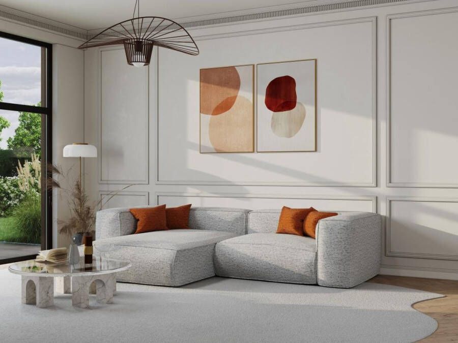 Maison Céphy Hoekbank met hoek links van grijs gechineerde stof LELIO L 246 cm x H 67 cm x D 172 cm - Foto 3