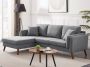 Hoekbank met hoek links van grijze stof TOTORA L 235 cm x H 88 cm x D 158 cm - Thumbnail 2