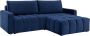 Hoekbank met hoek rechts en blauwe fluwelen bekleding ESILIA II L 288 cm x H 95 cm x D 180 cm - Thumbnail 1