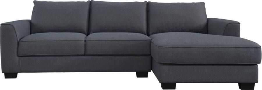 Hoekbank met hoek rechts van antracietgrijze stof ELAUNA L 268 cm x H 86 cm x D 155 cm