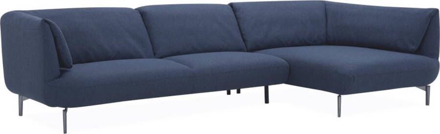 Vente-unique Hoekbank met hoek rechts van blauwe stof ANGELINA L 255 cm x H 76 cm x D 153 cm - Foto 3