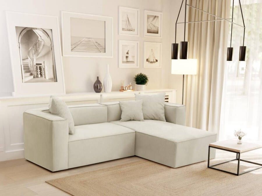 Hoekbank met hoek rechts van crèmekleurige stof ACACE L 260 cm x H 71 cm x D 170 cm