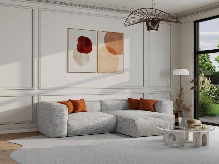 Maison Céphy Hoekbank met hoek rechts van grijs gechineerde stof LELIO van L 246 cm x H 67 cm x D 172 cm - Foto 2
